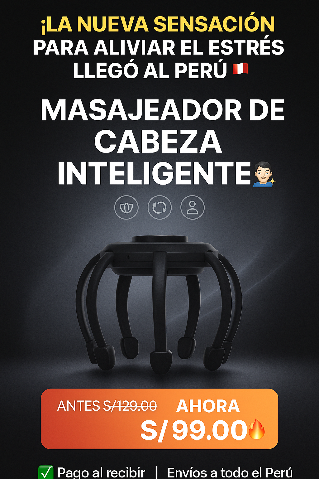 MASAJEADOR DE CABEZA, ALIVIA TENSIÓN Y ESTRES EN MINUTOS.