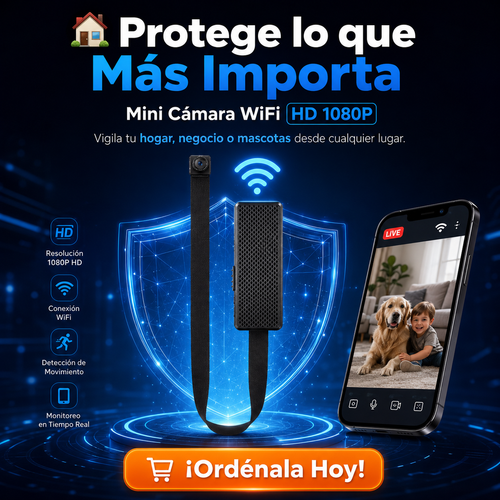 Mini Cámara HD 1080P WiFi, Máxima Seguridad