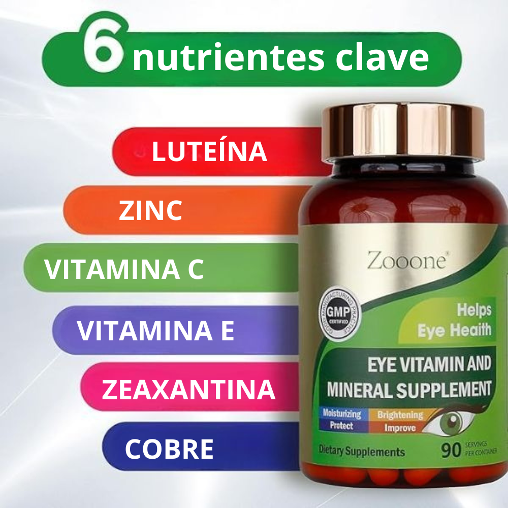 Zoone Vision – Suplemento de vitaminas y minerales para la salud ocular, 90 capsulas.