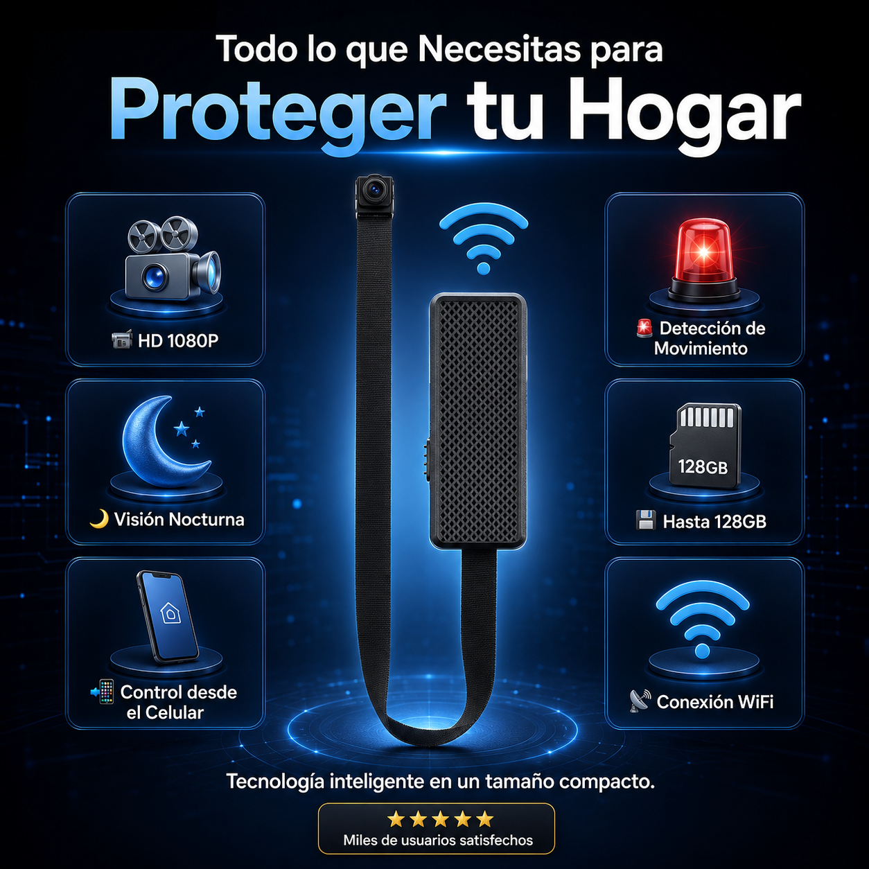 Mini Cámara HD 1080P WiFi, Máxima Seguridad