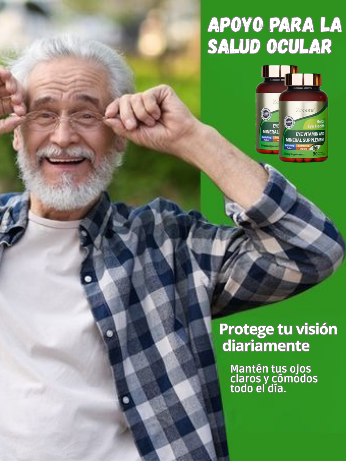 Zoone Vision – Suplemento de vitaminas y minerales para la salud ocular, 90 capsulas.