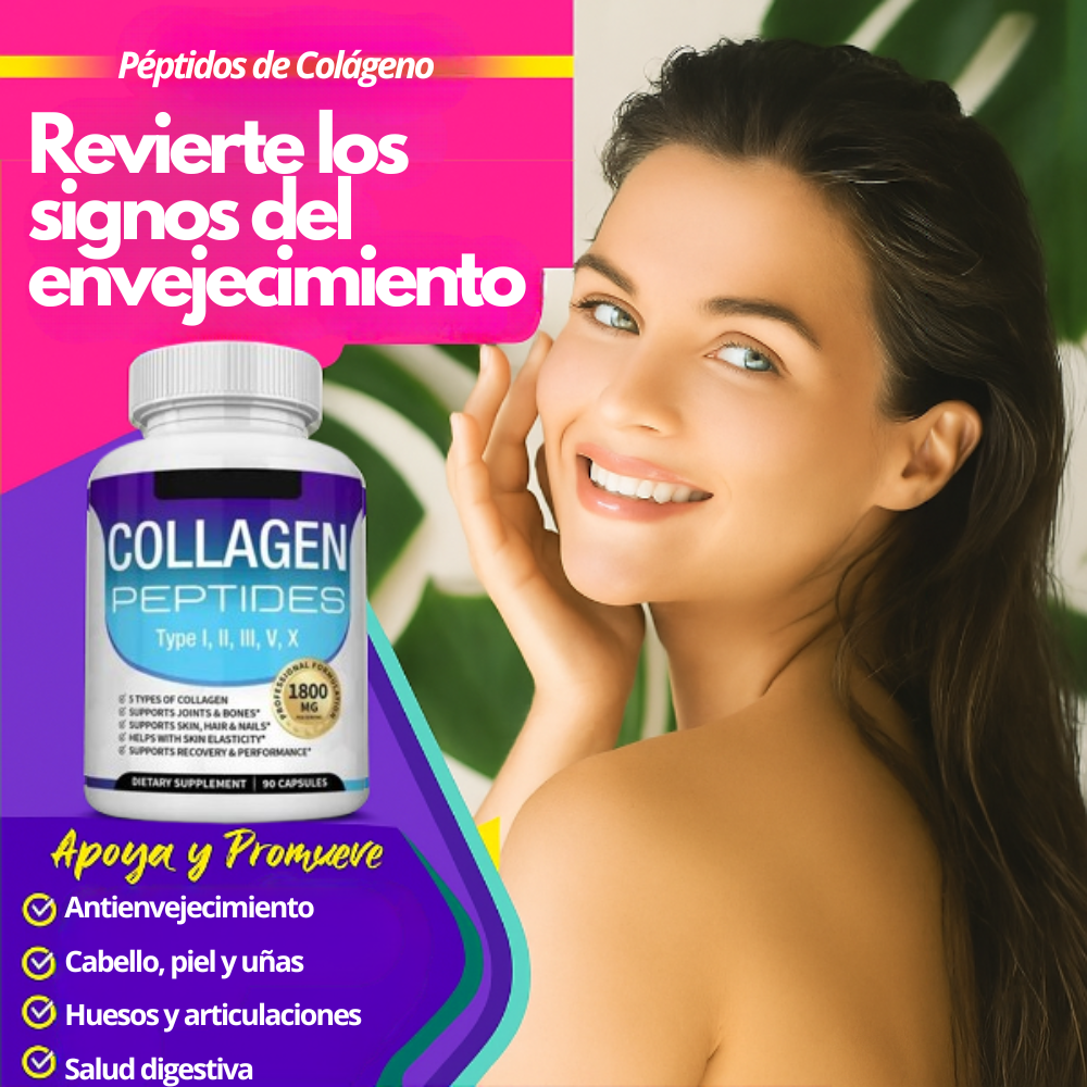 Colageno Peptides, Type I, II, III, V, X - 90 capsulas, Toplux Nutrition