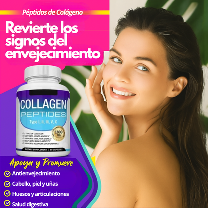 Colageno Peptides, Type I, II, III, V, X - 90 capsulas, Toplux Nutrition