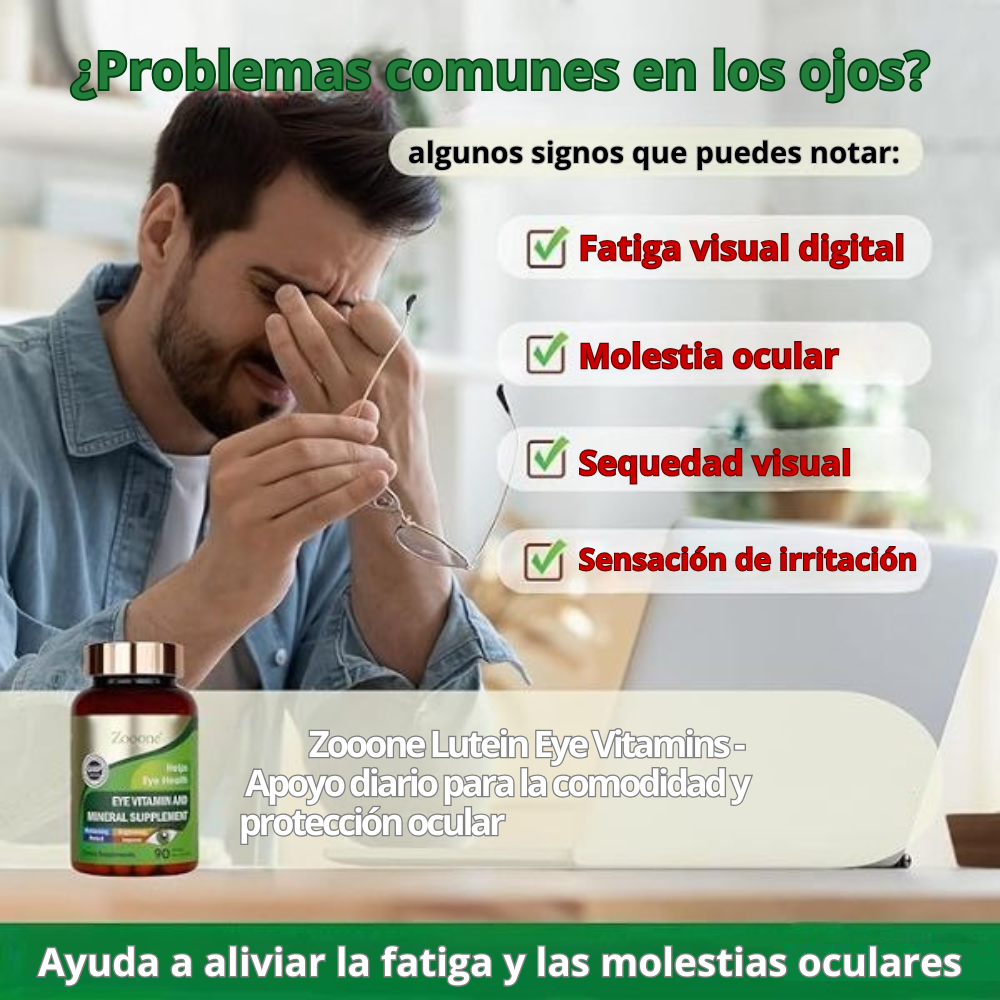 Zoone Vision – Suplemento de vitaminas y minerales para la salud ocular, 90 capsulas.