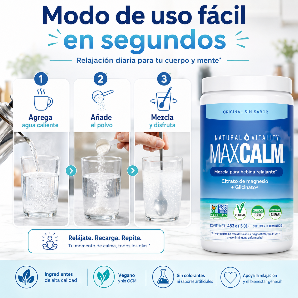 ¡Adiós Estrés con Calm Magnesio Natural!