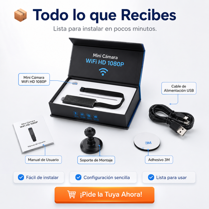 Mini Cámara HD 1080P WiFi, Máxima Seguridad