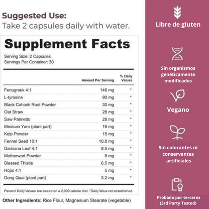 TRUE FEM – Suplemento Femenino 13 en 1 para Equilibrio Hormonal y Vitalidad (60 cápsulas)