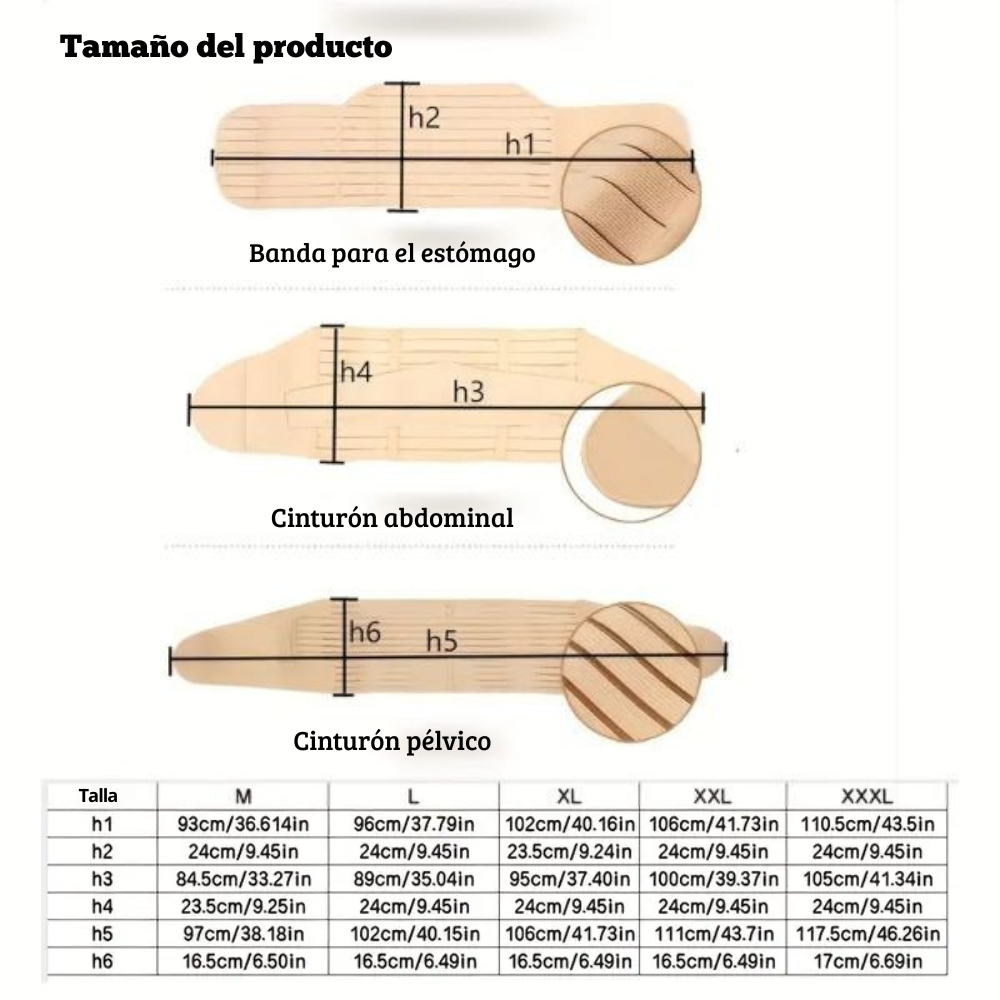 Faja Postparto 3 en 1 en Fibra de Poliéster: Cinturón Moldeador Ideal como Recuperación Posparto