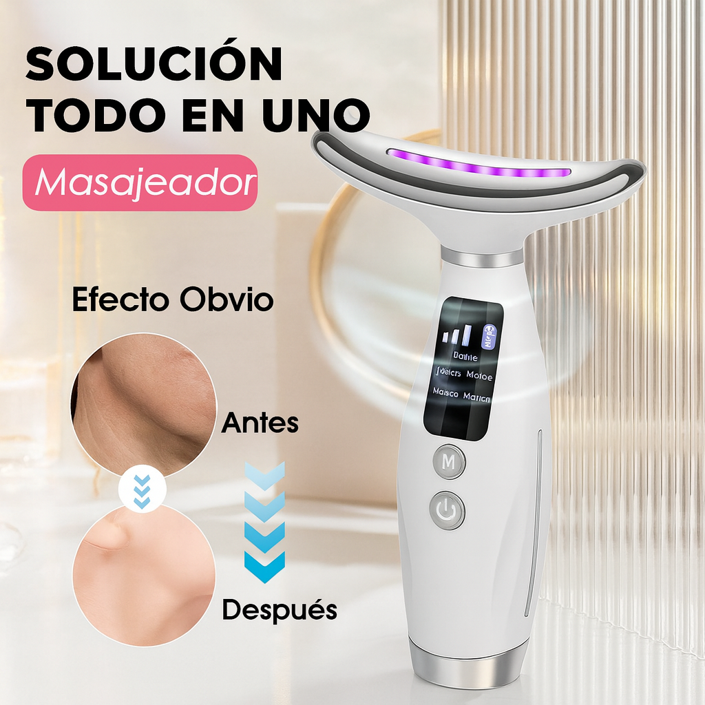 Masajeador facial y de cuello, 7 modos, recargable