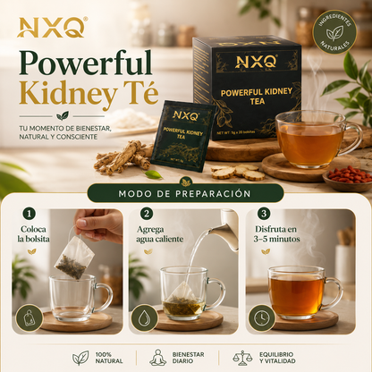 Powerful Kidney Té NXQ - Energía Natural 100%, 30 Paquetes