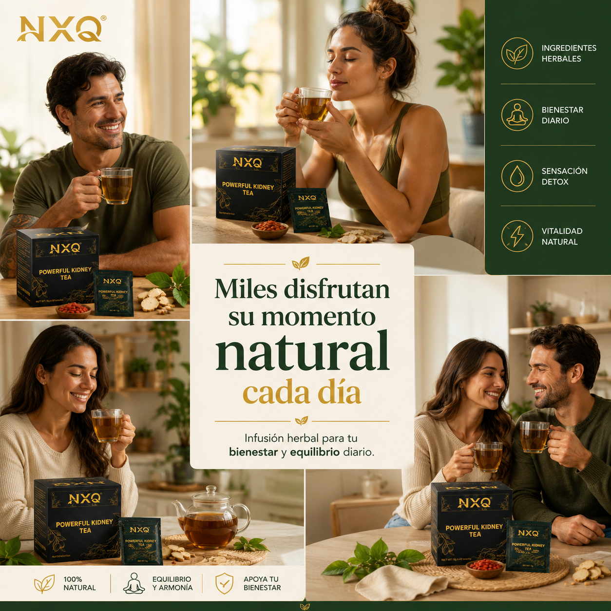 Powerful Kidney Té NXQ - Energía Natural 100%, 30 Paquetes