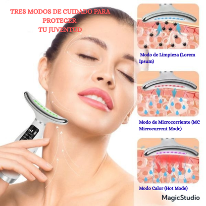 Masajeador facial y de cuello, 7 modos, recargable