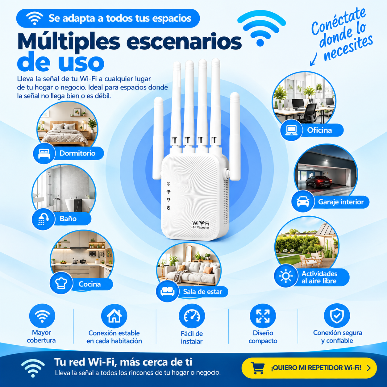 Repetidor de WIFI 300 Mbps - 2.4 Hrz