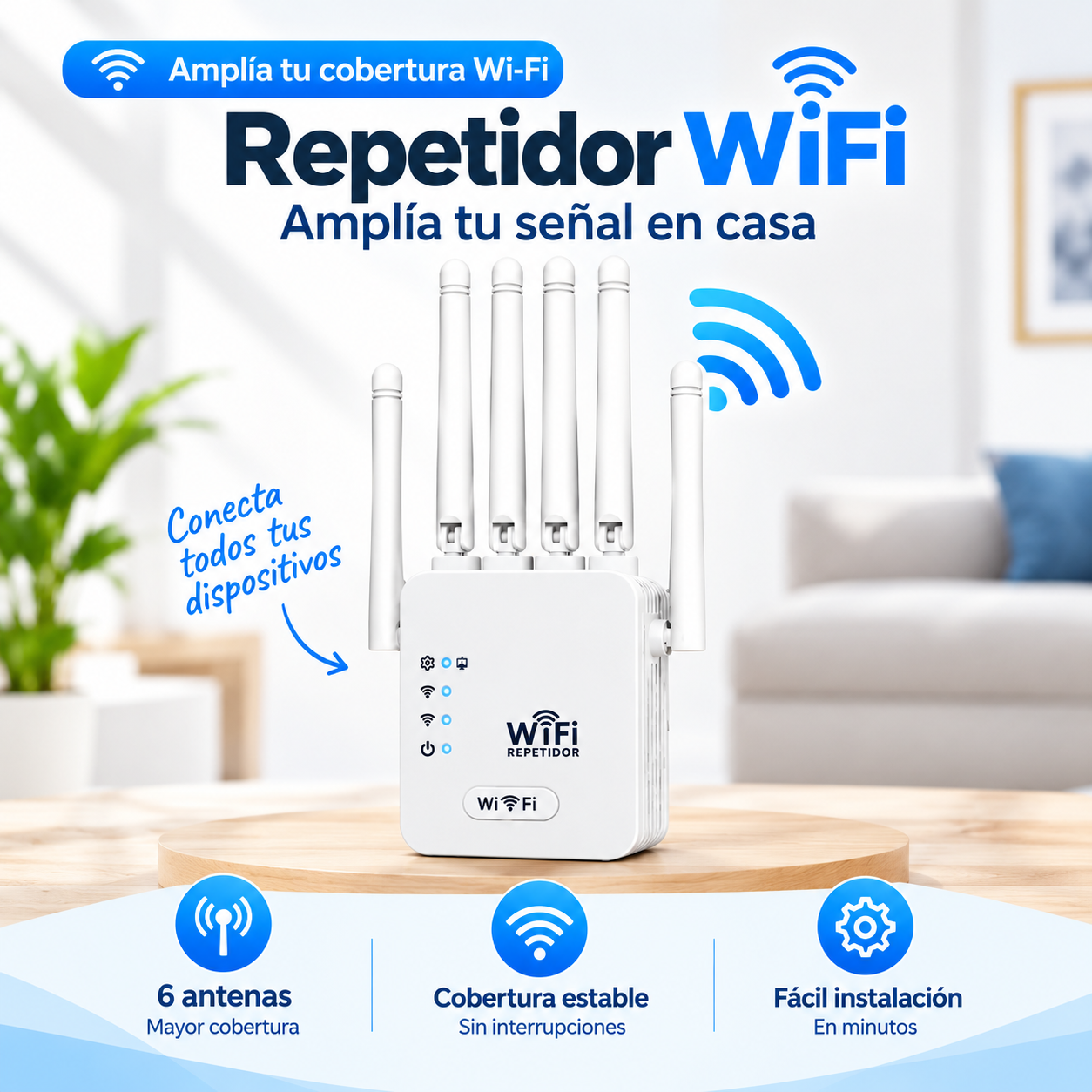Repetidor de WIFI 300 Mbps - 2.4 Hrz