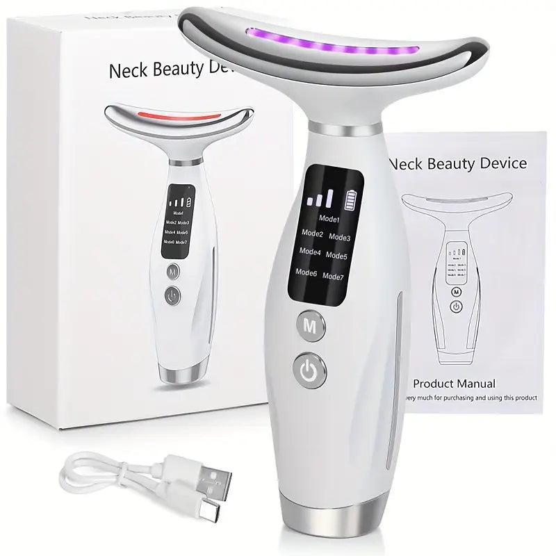 Masajeador facial y de cuello, 7 modos, recargable